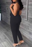Sexy Work Print Backless Letter V Neck Sleeveless Two Pieces