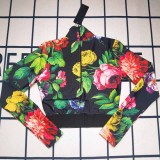 Vacation Print Patchwork Letter Swimwears