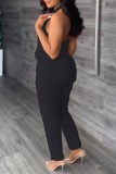 Sexy Casual Print Backless Letter V Neck Sleeveless Two Pieces