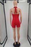 Sexy Embroidery Backless Halter Rompers
