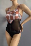 Sexy Striped Patchwork See-through Swimwears