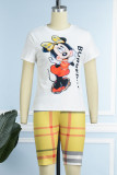 Casual Character Print Letter O Neck Short Sleeve Two Pieces