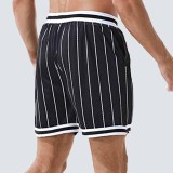 Casual Striped Print Letter Loose Straight Shorts