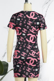 Casual Character Print Letter O Neck A Line Dresses