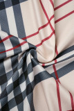 Elegant Striped Patchwork Letter Turndown Collar Shirt Dress Dresses