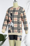 Casual Striped Character Letter O Neck Long Sleeve Two Pieces