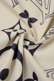 Elegant Print Patchwork Letter Hooded Collar Outerwear