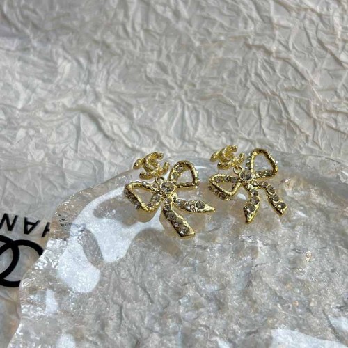 Celebrities Letter With Bow Rhinestone Earrings