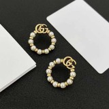 Vintage Letter Patchwork Pearl Earrings