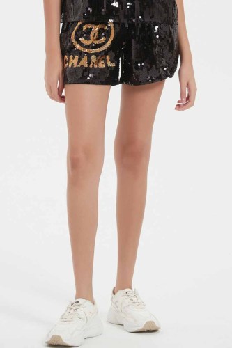 Casual Letter Sequins Mid Waist Straight Bottoms