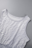 Casual Print Letter O Neck Sleeveless Two Pieces