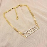 Simplicity Letter Chains Rhinestone Necklaces