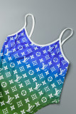 Sexy Gradual Change Print Letter Swimwears