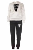 Street Print Letter Hooded Collar Long Sleeve Two Pieces