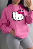 Casual Sportswear Character Print Pocket Hooded Collar Plus Size Tops