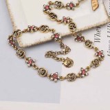 Vintage Letter Chains Rhinestone Necklaces