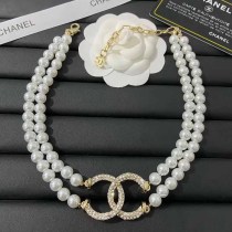 Elegant Letter Pearl Rhinestone Necklaces