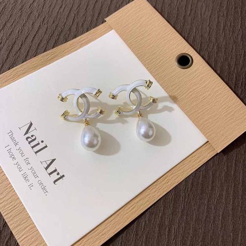 Elegant Letter Pearl Earrings