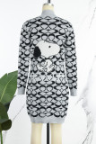 Casual Animal Letter Cardigan Collar Tops