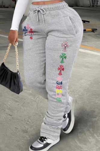 Casual Print Patchwork Bottoms