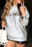 Casual Street Print Letter Hooded Collar Tops