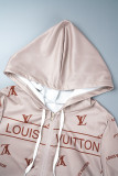 Elegant Solid Letter Hooded Collar Long Sleeve Two Pieces