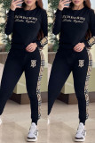 Sportswear Letter Embroidered O Neck Long Sleeve Two Pieces