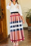 Elegant Striped Character Letter Turndown Collar Long Sleeve Two Pieces