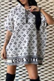Sexy Street Print Letter Hooded Collar Straight Dresses