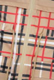 Elegant Striped Print Letter Turndown Collar Outerwear