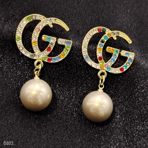 Vintage Letter Pearl Rhinestone Earrings