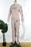 Sportswear Letter Embroidered O Neck Long Sleeve Two Pieces