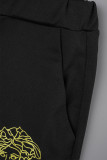 Elegant Bronzing Patchwork Letter Zipper Collar Long Sleeve Two Pieces