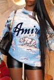 Casual Simplicity Print Letter O Neck Tops