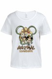 Casual Character Print Letter O Neck T-Shirts