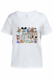 Casual Street Character Print Letter O Neck T-Shirts