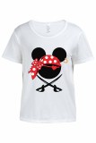 Casual Street Character Print O Neck T-Shirts