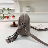 Casual Simplicity Letter Solid Tassel Zipper Bags