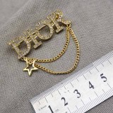 Casual Street Letter Chains Rhinestone Brooch
