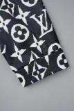 Casual Elegant Print Letter Turndown Collar Outerwear