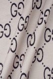 Elegant Print Letter Turndown Collar Outerwear