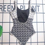 Sexy Vacation Letter Patchwork Backless Swimwears