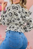 Casual Print Letter Hooded Collar Outerwear