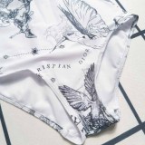Sexy Print Backless Letter Swimwears