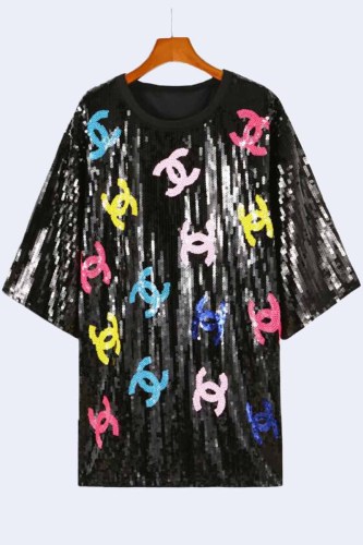 Casual Street Letter Sequins O Neck T-Shirts