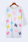 Casual Street Letter Sequins O Neck T-Shirts