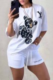 Casual Character Letter O Neck Short Sleeve Two Pieces