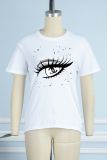 Casual Street Eyes Printed Letter O Neck T-Shirts