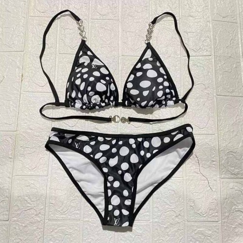 Sexy Vacation Letter Dot Patchwork Swimwears