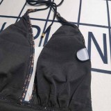 Sexy Vacation Geometric Bandage Backless Swimwears
